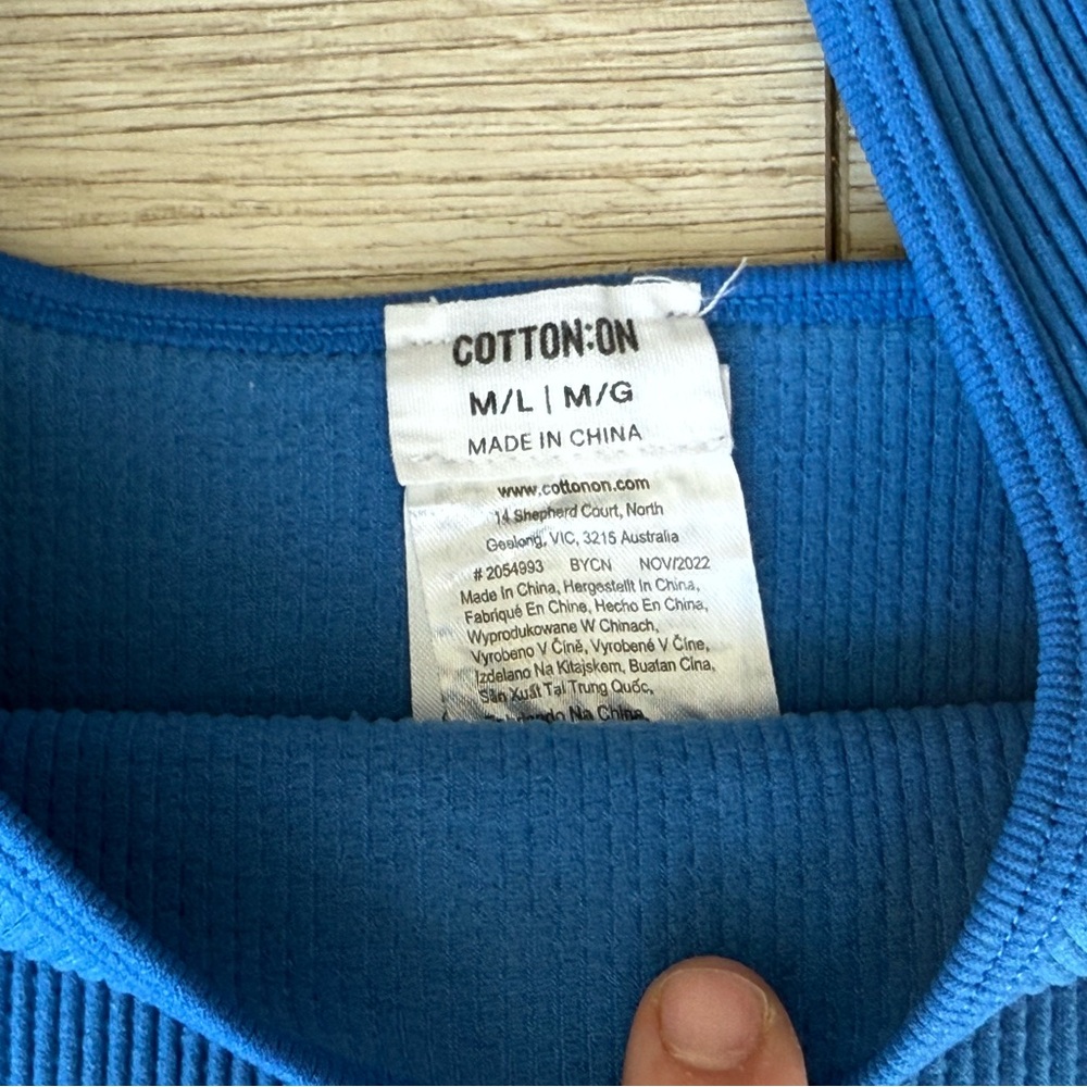 Cotton On Electric Blue Ribbed Square Neck Crop Tank - Picture 2 of 3